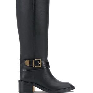 Black Leather Knee-High Gini Boots